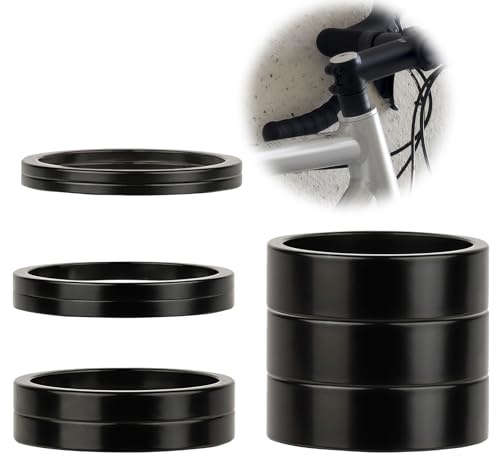 OIHCAZ 9 PCS Bike Headset Spacers, 4 Sizes Aluminium Alloy Bike Handlebar Stem Spacers Road Bike Stem Spacers Fit for 1-1/8 Inch 2x2mm/2x3mm/2x5mm/3x10mm