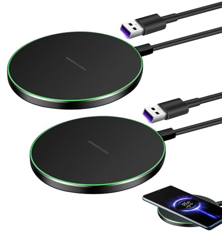 2 Pack 35W Induktives Ladegerät, Kabellose Qi Ladestation mit Schnellladefunktion, Wireless Charger kompatibel mit iPhone 17/16/15/14/13/12, Samsung Galaxy, Google Pixel für Zuhause und Büro