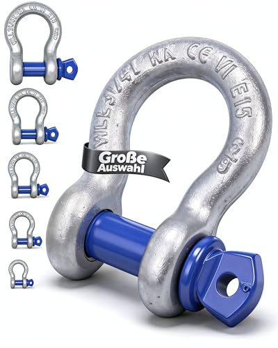 Hochfeste Schäkel 0,5t - 12t | Kleine & große Schäkel galvanisch verzinkt | Hochfest & zertifiziert | 6-fache Sicherheit | Schäkel 1,5t 2 Stück