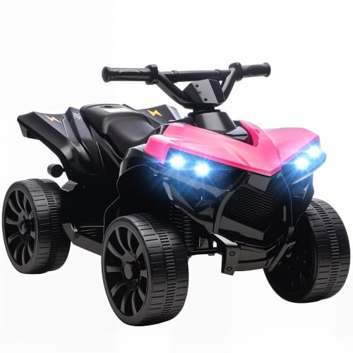 AIYAPLAY Kinder Quad Elektro 6V Elektrischer Kinderquad 37-72 M. Rosa | Musik, Vorwärts-, Rückwärtsfunktion, LED-Scheinwerfer, Kinderfahrzeug Elektro-Quad für Kinder
