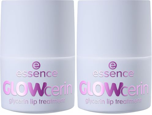 essence GLOWcerin glycerin lip treatment, Lippenmaske, Nr. 01, Transparent, feuchtigkeitsspendend, glättend, vegan, ohne Parabene, ohne Mikroplastikpartikel, Nanopartikel frei, 2er Pack (12g)
