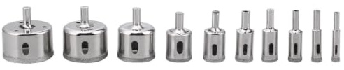 JEWEDECO Set da 10 Punte Diamantate per Trapano in Lega Argento, Alta Resistenza al Taglio, Perfette per Vetro e Piastrelle in Gres Porcellanato