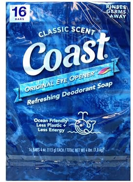 Coast Deodorant Soap Bars 8 Pack Classic Pacific Force Scent 32 OZ - Buy Packs and SAVE (Pack of 2)