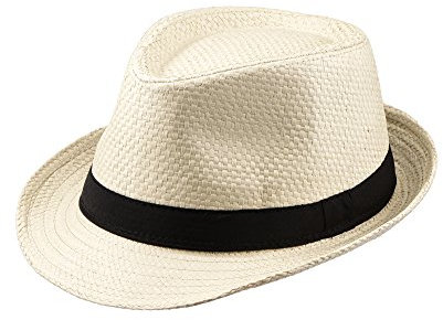 Miuno® Unisex Trilby Hut Herren Damen Partyhut Stroh Fedora Hut (H51091(Beige))