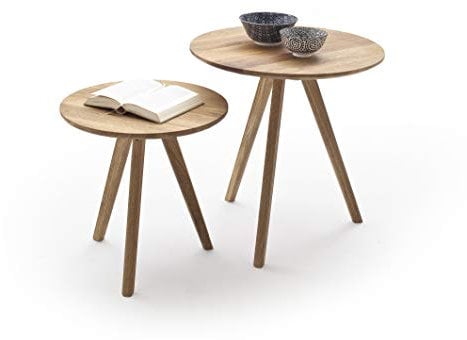 Robas Lund Couchtisch Beistelltisch 2er Set Massivholz Asteiche geölt