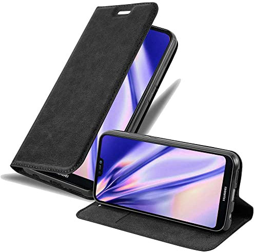 Cadorabo Custodia Libro per Huawei P20 Lite in Nero di Notte - con Vani di Carte, Funzione Stand e Chiusura Magnetica - Portafoglio Cover Case Wallet Book Etui Protezione