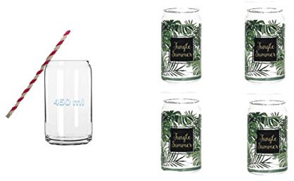 Cerve 4-er Set Trinkglas mit Strohhalm 450 ml