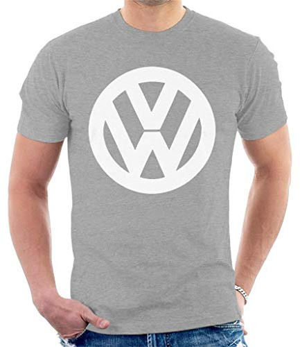 Volkswagen Men's Classic White VW Logo Men's T-Shirt, Heather Grey, XXL