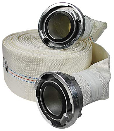 HELO 30 m Feuerwehrschlauch 2 Zoll mit (Typ C) Storz Kupplung aus Aluminium, Bauschlauch wetterfest außen aus robustem Polyester Gewebe, Innen: PVC, geeignet für bis zu 10 bar Wasserdruck