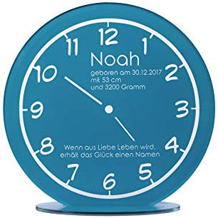 Geburts-Uhr mit deiner Wunsch-Gravur | Name, Datum, Gewicht, Größe und SPRUCH | originelles Geschenk zur Geburt zur Taufe