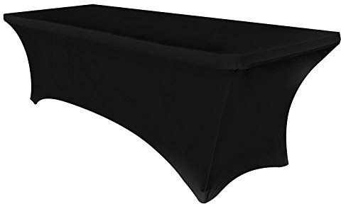 Obstal 180 cm Stretch-Husse für Standard-Klapptische, Universal-Tischabdeckung, rechteckig, Schutz für Hochzeit, Bankett, Party, Schwarz, ca. 183 cm Länge x 76 cm Breite x 76 cm Höhe