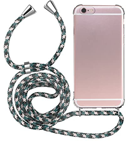 MyGadget Strap Case for Apple iPhone 6 | 6s - Crossbody Phone Cover - TPU Silicone Case with Neck Holder - Cord Lanyard Carrier with Rope in Black