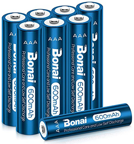 BONAI Akku AAA 600mAh Wiederaufladbare Solarleuchten Garten Batterien 1,2V AAA Accu NI-MH Aufladbare Solar Bodenleuchten Akkubatterien Geringe Selbstentladung (8 Stück)