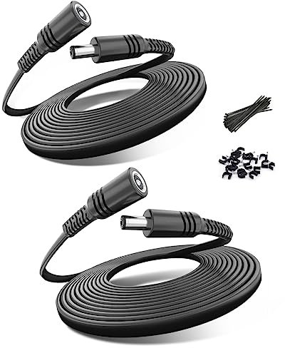 Basesailor Flach DC Verlängerungskabel 3M 2Pack,5,5mm x 2,1mm 5521 Netzteil Verlängerung Kabel,Buchse auf Stecker Stromkabel für Überwachungskamera,DVRs,Eufy E330,TP Link Tapo C200,C520WS,C510W,C310