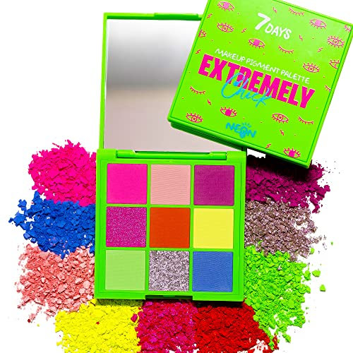 7DAYS Futuristic Neon-Lidschatten-Make-up-Palette, 9 Farben, Make-up, UV-Licht, Schwarzlicht