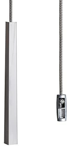 Metallic Silver Light Pull Cord, String and Handle. Slimline, Subtle Cube Minimalist Design. Choice of Cord Colour. (Metallic Silver Cord)