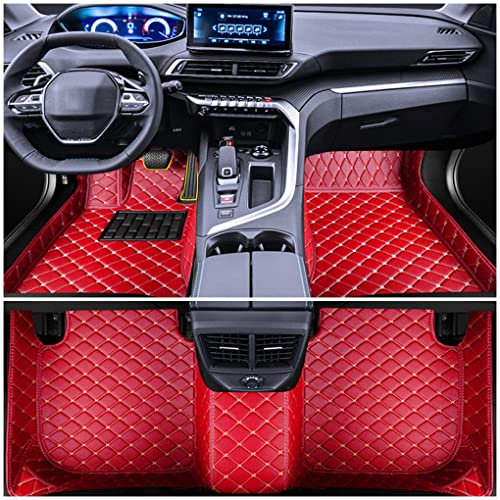 Muchkey Auto Fußmatten Passen für Opel Combo Tour Astra GTC Cascada Zafira Karl Corsa Adam Mokka Meriva Crossland x Insignia Cargo Vivaro Movano Anpassen Leder Fussmatten Rot