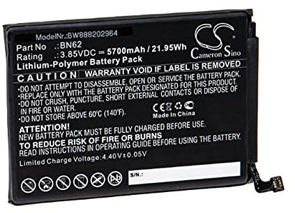 vhbw Batterie Remplacement pour Poco/Redmi BN62 pour Smartphone (5700mAh, 3,85V, Li-polymère)
