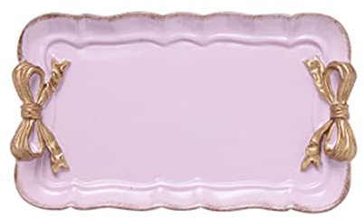 Schmucktablett Servierplatten Klein Dessertteller Obstschalen, Vintage Dekorative Serviertablett Schleife Harz Tablett Dekoteller, Kosmetik Schmuck Organizer Tabletts Für Dessert Schmuck (Violett)