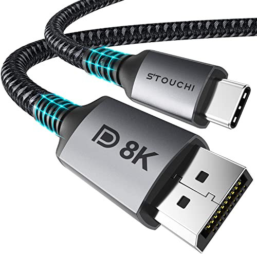 【2er Pack】USB C DisplayPort 1.4 Kabel 8K@60Hz Stouchi 4K@144Hz/120Hz 5K@60Hz 2K@240Hz Thunderbolt 3/4 auf DisplayPort HBR3 32,4Gbps Typ C DP 1.4 für Mac Studio M1 MacBook Mac Mini 1M VESA-zertifiziert