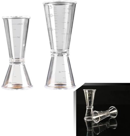 Crapyt Set di 2 misurini in plastica trasparente (400 ml, 20 ml, 10 ml), a forma di campana, per scuola, casa, cucina, bar, utensili da cucina, in resina PC