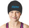 Personnalisé Bonnets de Bain,Bonnet de Bain Nom Brodé,Adulte Enfants Élastiques Bonnet de Natation Tissu Polyester Souple Confortable (Le Noir)