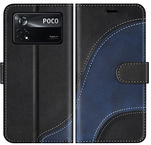 BoxTii Coque pour Xiaomi Poco X4 Pro 5G, Portefeuille Etui en Cuir PU, Magnétique Protection Housse Coque pour Xiaomi Poco X4 Pro 5G, Noir