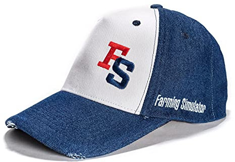 Landwirtschaftssimulator 5 Panel Trucker Cap (Baseball Cap im Used-Look, mit Logo, 100% Baumwolle, Farbe blau – weiß, Kappe)