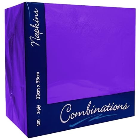 Venuscello® 100 x Serviettes Paper Napkins Lavendar Disposable Recyclable Tissue 2-Ply 33cm for Catering Wedding Birthday Parties