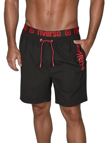 riverso Badehose Herren Regular Fit RIVBobby Kurze Hosen Badeshorts | Schwimmhose Shorts Schnelltrocknend Print Elastischer Bund Schwarz Grün Orange Rot Blau S M L XL XXL 3XL 4XL 5XL