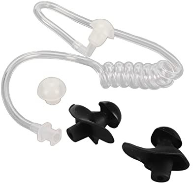 Acoustic Coil Tube Kit, for Coil Tube Sound Kits with Clear Acoustic Coil Tube Earbud Audio Kit with Silicone Earplugs, for Two Way Radio Headset (Black Eartips)