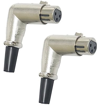 Right Angle XLR Cable, 90 Degree XLR Cable, 3 Pin Microphone Elbow, Pro Audio DJ XLR Female Connectors (2 Packs)