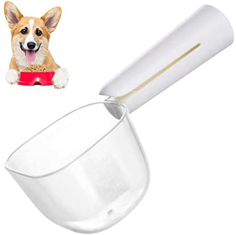 Teksome Cuchara de Comida para Perros | Taza medidora de Comida para Gatos Transparente - Cucharas prácticas para Alimentos Secos para Perros y Gatos, Suministros de alimentación para Mascotas