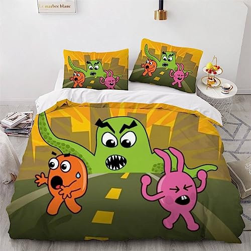 AKATIE Bettwäsche Cartoon-Tiere Bettwäsche 135x200 Kinder Niedlich Bettbezug Set Weich Microfaser Kinderbettwäsche 3 Teilig Mit ReißVerschluss Mit 2 Kissenbezug 80x80 cm