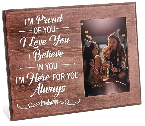 FINGERINSPIRE Bilderrahmen I'M Proud Of You I Love You 10x15 cm Fotorahmen Bester Freund Zum Aufhängen/Tischplatte Motivierender Geschenkrahmen Aus Holz Abschiedsgeschenk Für Die Beste Freundin