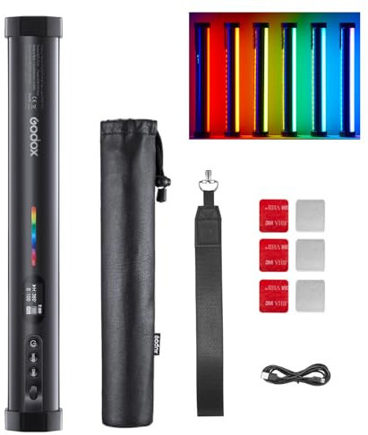 Godox TL30 RGB LED Lichtstift, CRI 97 und TLCI 99, Röhrenlicht mit 4-Farbmodus Bereich zu 3600+, 2700K-6500K, eingebaute Lithium-Batterie für Videoaufnahme, Tanzclub, Fotografie Beleuchtung