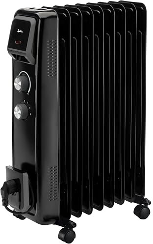 JATA JCRA2392 - Radiador Electrico bajo consumo de aceite de 9 módulos. 3 potencias de calor (800-1200-2000 W) Máxima seguridad. Fácil de transportar