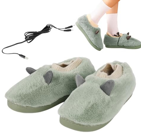 Firulab Zapatillas con calefacción eléctrica | Calentador de pies eléctrico,Botas calefactables, Calentadores de pies, Zapatillas para microondas, Zapatos calefactables para Hombre para aliviar