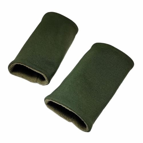 Britta Meier Pulswärmer, Handgelenk-Stulpen aus Jersey und Baumwoll-Fleece, aus meiner Nähwerkstatt in Ostfriesland (Dunkelgrün)