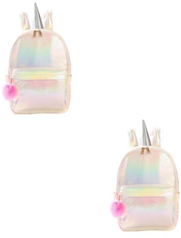 CALLARON 2stücke Stylischer Einhorn Rucksack Tragbare Schultertasche Für Schule Und Reisen Modischer Rucksack Schimmerndem Weiß Für Frauen Und Mädchen Geräumig Für Kleidung Bücher