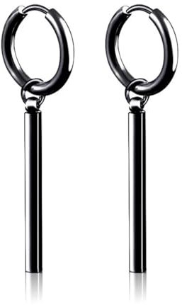 Clyhon Statement-Ohrringe für Männer Frauen, Punk-Schmuck, plattierter Edelstahl, hypoallergen für empfindliche Ohren, Schwarz