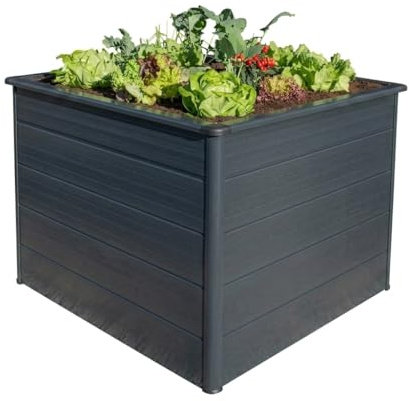 Beckmann Aluminium Hochbeet mit Schneckenschutz 101x91x75,5 cm – Modell Erntewunder Anthrazit – Rostfreies Alu-Hochbeet, witterungsbeständig – Made in Germany