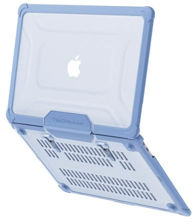 TECHGEAR Case Compatible for MacBook Air 13 inch 2020/2019/2018 Protective Snap-On Tough Hard Shell Cover with Kick Stand for Model A2337 (M1) / A2179 / A1932 Clear Shockproof Tough Case - Light Blue