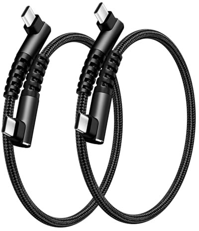 USB C to USB C cable short 30CM, 2 Pack iPhone 15 Charger Cable 60W Fast Charging Cable 90 degree for Samsung Galaxy S23/S22/S21, iPhone 15, Huawei Mate 60 Pro