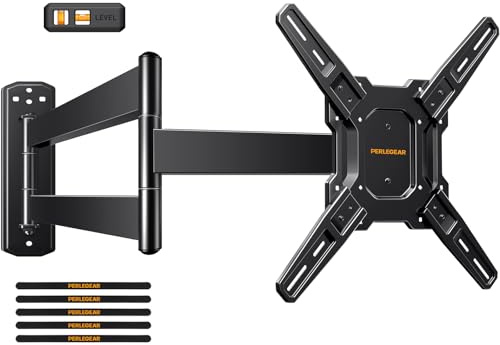 Perlegear Support mural à bras long pour téléviseurs de 26 à 65 pouces, support d'angle à mouvement complet avec extension de 80,3 cm, bras articulé pivotant et inclinable, VESA max 400 x 400 mm, peut