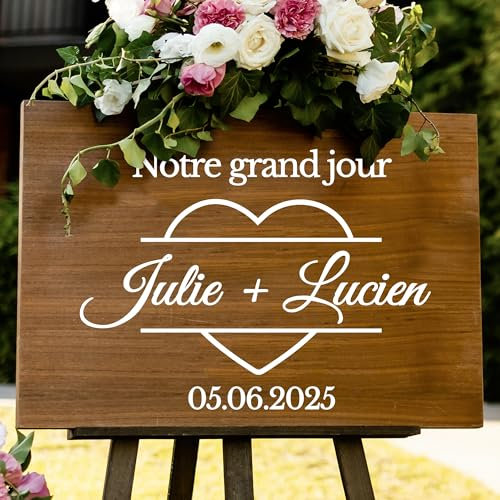 Sticker pour panneau de mariage personnalisé, couleur, typo, motif, taille au choix, bienvenue au mariage de, accueil cérémonie, mariage champêtre, fête, autocollant