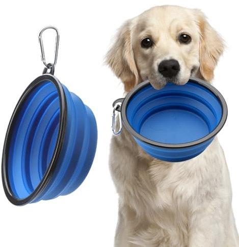 2 Pack Large Collapsible Dog Bowl, 1000ml/35oz Silicone Dog Travel Bowls, Portable Collapsible Dog Water Food Bowl with Hook Carabiner, Foldable, Pet Cat Feeding Cup Dish for Traveling Walking Hiking