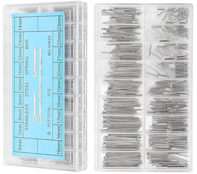 YOCDNOV 360 Pezzi perni per Cinturini - Perni in Argento per perni per Cinturini in Acciaio Inossidabile Coppiglie per collegamenti Orologi Strumenti di Riparazione Orologi (Argento: 6-23 mm)