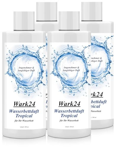 Wark24 Wasserbettduft Tropical 4 x 500 ml, Wasserbettenduft auf Basis natürlicher Öle, für eine beruhigende Atmosphäre im Schlafzimmer und entspannten Schlaf