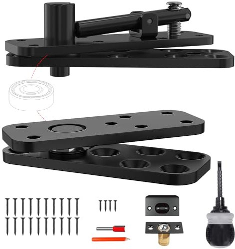 JEXIFY Bisagra de puerta oculta, funcionamiento silencioso, bisagras ocultas de 260 kg, bisagras ocultas resistentes, bisagra pivotante de rotación de 360° para puerta secreta o estantería de puerta